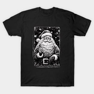 Santa Claus Night Scene Window Pictures for Chalk Marker T-Shirt